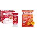 Quest Nutrition Frosted Cookies Twin Pack, Strawberry Cake, 1g Sukker, 10g Protein, 2g Net Carbs & Cheese Crackers, Cheddar Blast, High Protein, Low Carb, Made with Real Cheese, 12 Ct