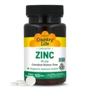 Country Life Chelated Zink 50 mg - Certified Gluten- Free & Vegansk immunsupporttillæg, Forbedrer Zink Absorption, Understøtter Body 's Protein Production & Cellular Health, 100 Vegetar tabletter
