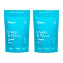 Neuro Energy & Focus Bundle - Pebermynte Nootrope Gum (90ct) + Mints (90ct), Natural Coffein, L- Theanine, B12 + B6, Sugar- Free Brain Support for Clarity & Energy