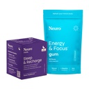 Neuro Energy & Sleep Bundle - Energy & Focus Gum (pebermynte, 90 greve) + Melatonin 5mg Sleep & Recharge Mints (Night Berry, 72 stykker) - Dagtid Focus & Nighttime Rest Support
