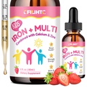Flydende jerntilskud til børn, kvinder & mænd - med calcium, zink, Kids Multivitamin med jerndråber - immunforsvar, blod builder & energi støtte til jernmangel, anæmi, Vegan 2 Fl Oz