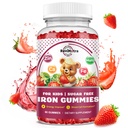 Iron Support Gummies for Kids - med Calcium, Zink, Kids Multivitamin med Iron Gummies - Immunstøtte, Blood Builder & Energy Support for Iron Deficiency, Anæmi, Vegan - 60 Greve