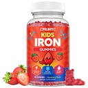 Iron Gummies for Kids & Teens, Kids Multivitamin med Iron Supplement, Calcium, Folate, Zink, Prebiotic - for Blood Builder & Energy Support, Iron Deficiency - Vegan & Non- GMO - 60 Count Strawberry