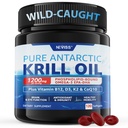 Antarktiske Krill Oil 1200 mg Omega 3 Supplement, Omega 3 Krill Oil Softels w / EPA, DHA, Astaxanthin & Phospholipider for Brain & Antioxidant, bæredygtigt sourced, Ingen Fishy Aftersmage, 120 Softgels