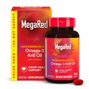 MegaRed - Omega-3 Krill Oil 350 mg Softgels (130 Tæl i en flaske), EPA & DHA Omega-3 Fedtsyrer med ingen Fishy Eftersmag i modsætning til fiskeolie, Indeholder antioxidant Astaxanthin
