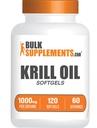 BulkSupplements.com Krill Oil 1000mg Softgels - Antarktis Krill Oil Supplement - Omega 3 Supplement, DHA Supplement - Gluten Free, 2 Softgels per Serving, 120 Count (pakke med 1)
