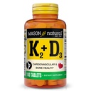 MASON NATURAL Vitamin K2 + D3, 100, Day Supply, med Calcium til normal ben og muskel support, tabletter