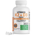 Bronson vitamin K2 (MK7) med D3 Lavere dosis 45mcg vitamin K2 & 1000 IE vitamin D3 Let at synke daglig vedligeholdelse 2 i 1 Formel Non- GMO, 360 Mini tabletter