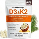 ELVERA Vitamin D3 K2 Magnesiumkompleks, Extra Strength D3 & K2 med Triple Magnesium Softgel, D3 K2 Vitamin 10000 IE Softgel (1)