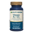 Naturens Wonder Vitamin K2 + D3 med MenaQ7 til kardiovaskulær, hjerne, ben og muskel sundhed, 120 Softgels, 120 Day Supply