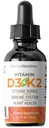 Urte Nutrition Organic Vitamin D3 K2 Drops - 5000 IE D3 + 63mcg MK7 K2 - 270 Servering, Vegan, flydende supplement Superior Levering - Ben, hjerte, immun & Mood Support - pebermynte Flavor