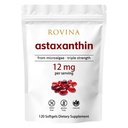 Rovina Astaxanthin 12mg Softgel • Kraftig naturlig antioxidant til at understøtte øje comfort, hud vitalitet og immunforsvar • Gluten Free • 120 Korn