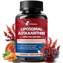 Liposomal Astaxanthin Kosttilskud 24mg med Lycopen for øje, hud og immunforsvar, 10- in-1 Max Strength Astaxanthin Antioxidant Supplement, Friske mikroalger Kilde, Non- GMO, 120 Softgel