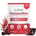 Astaxanthin Kosttilskud, Premium Astaxanthin 12 mg antioxidant med antioxidant aktivitet, understøtter øje, fælles, immunforsvar, hud sundhed, intern cirkulation, 1Pack (120 Softgel), ikke-GMO & ingen gluten