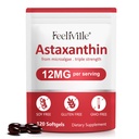 Astaxanthin Kosttilskud, Astaxanthin 12mg, 120 Softgel Antioxidant Astaxantina tillæg for øje, hud, fælles & immunforsvar, understøtter intern cirkulation & hjerte sundhed, ikke-GMO & ingen gluten