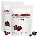 2pack Astaxanthin 12mg, 120 Softgels, Max Strength Antioxidant with Coconut Oil, Natural Formel, High Absorption for Eye & Skin Support, Natural Formel, Non- GMO, Gluten Free