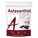 Astaxanthin 12mg, tredobbelt styrke hudvitaminer til kvinder med antioxidant aktivitet, understøtter immunforsvar, hud, øje & fælles sundhed, fremme intern cirkulation, chokolade flavor, 120 Servere