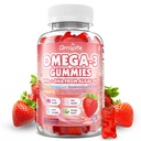 Vegan Omega 3 Gummies 1000mg + CoQ10 + Magnesium - w / Alger EPA 600mg & DHA 400mg, Fish Oil Omega-3 Kosttilskud Alternativ for voksne, for hjerne, øje, immunforsvar, Strawberry Flavor, 60 Greve