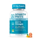 SmartyPants Teen Guy Plus Multi & Omegas Multivitamin Gummies med Omega 3 DHA / EPA, Vitaminer D3, C, B12, B6, A, K, Zink, Folate, Gluten Free, Clean Label, Pineapple Orange, 60 Gummies (30 Day Supply)