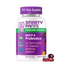 SmartyPants Organic Toddler Multivitamin Gummies: Probiotika, Omega 3 (ALA), Vitamin D3, C, Vitamin B12, B6, A, K & Zink, Beta Caroten, Gluten Free, Tre Fruit Flavors, 60 Greve (30 dages forsyning)