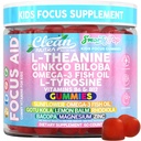 Clean Nutra Kids Focus Gummies med L- Theanine, Ginkgo Biloba, Omega-3 Fish Oil, L- Tyrosine, Vitamin B6, B12 � 60 Greve, Clean Label, Non- GMO, Vegan- Friendly SmartyPop Formel for Kids Support