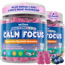 Focus Gummies for Kids & Voksnes, w / Magnesium Glycinate, Omega-3 DHA, Lions Mane, L- Theanin, Methyl B12 & Vitamin D3, Brain Supplement Support Call, Sleep, Opmærksomhed, Koncentration og hukommelse, 120Cts