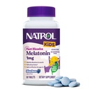 Natrol Kids Fast Opløs Melatonin 1 mg, Kosttilskud til afslappende søvn, Sovetabletter til børn, 60 Sugar- Free Blue- Razz- Flavored Melatonin Tablets, 60 Day Supply