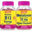 WellYe Vitamin B12 1000mcg + Melatonin 20mg, Gummies Bundle - Great Tasting, Vitamin Supplement, Gluten fri, GMO fri, Chewable Gummy