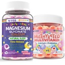 Kids Metyleret Multivitamin med Calcium, Probiotika Vitamin D3 K2 + Magnesium Glycinat med Calcium Fyldt Gummi til voksne og børn 4 +, Søvngummier Melatonin fri, Sukker fri