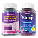 Sugar Free 2 Pack Prenatale Vitaminer til kvinder Gummies + 1 Pack Kids Sleep Gummies
