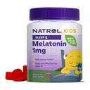 Natrol Kids Melatonin 1mg, supplement til afslappende søvn, dvalegummier til børn, 60 Raspberry- Smelatonin Gummies, 60 dages forsyning