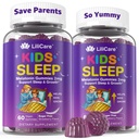LILICARE Kids Sleep Gummies, Kid Calcium Gummies + D3, Sleep Aid, Kid Ashwagandha Gummy, Phosphatidylserine, L- Theanine for Brain Focus, Unwind, Sweet Dream Magic Supplement for Kids Forældre, 2Pack