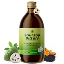 Soursop Bitters Væske til fordøjelsessygdomme, Gut Detox & Rense, Antioxidant, Immunstøtte, Hud Health- Pure 15 Herb Guanabana te med sort frø, Moringa & gurkemeje, 98% Høj Absorption, Non- GMO 16 fl oz