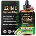(4 Fl Oz) Soursop Bitters Liquid Drops 12 i 1 med Sea Moss, Moringa, Gurkemeje, Echinacea & Ashwagandha Extract - Herbal Tonic til fordøjelig Wellness & immunforsvar