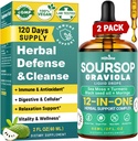 HIIHONE (2 Pack) 12- in-1 Soursop Bitters Liquid Drops med Sea Moss, Black Seed Oil, Moringa for Cell Support & Regeneration, Immunity, Lever, Gut & Antioxidant - 2 Fl Oz