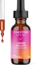 Pink Stork Liquid Folate Drops - 5-MTHF Methylfolfolat B9 Vitamin Note 124; Flydende folinsyre Alternativ for kvinder