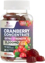 Cranberry Gummies 50: 1 Cranberry Extract - Urinary Tract Support Made with 25,000mg, Hjælper Cleanse & Protect, Cran Berry Gummy Supplement + C-vitamin, Chewable Cran Pills for Women - 60 Gummies