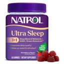 Natrol Ultra Sleep 3- in-1 100% Drug- Free Sleep Aid Blend med Melatonin, GABA & Botanicals, Kosttilskud, Non-Habit Forming, 50 Gummies