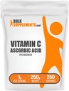 BulkSupplements.com Ascorbic Acid Powder - C-vitamin tillæg, for immunforsvar - Ascorbic Acid Food Grade, Gluten Free, 1g per servering, 250g (8,8 oz) (pakning med 1)