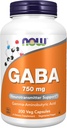 NOW Foods Supplements, GABA (Gamma-Aminobutyric Acid) 750mg, Neurotransmitter Support*, 200 Veg Capsules