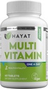 HAYAT Vitamins Vegan Natural Multivitamin, Daily Vitamins with Vitamin A, C, D, E, B1, B2, B3, B6, B12, Biotin, Zinc and More, 2 Month Supply, All Natural, Certified Halal, 60 Tablets, Made in The USA