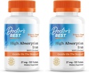 Doctor 's Best High Absorption Iron Tablet med Ferrochel, blid på Maven, immunforsvar, blodbad, 27 mg (pakke med 2)
