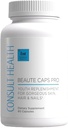 Consult Health Beaute Caps Pro - understøtter hårvækst, hud & negle sundhed - Collagen, vitaminer B6, B7, B12, D & 10,500 mcg biotin - MSM, blod Orange - Anti- Aging - USA Made - Kvinder og mænd 60 kapsler