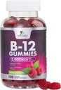B12 Vitaminer Energy Gummies 3000 mcg - Ekstra styrke B 12 Gummy til Metabolisme og Immunsystemet Support - Chewable Kost B12 Kosttilskud til voksne & Børn Koffein Free Gummy Vitamin - 120 Gummies