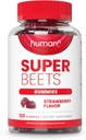 HumanN SuperBeets Strawberry Heart Gummies - Beetroot & Grape Seed Extract, 120 Count