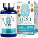 Brain Supplements for Memory and Focus, 21-in-1 Brain Supplement for Mental Alertness, Cognitive with 300mg Alpha-GPC, 300mg Lion’s Mane, L-Theanine, Phosphatidylserine, Vitamins B6 B12, 90 Capsules