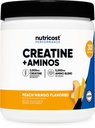Nutricost Creatin + Aminos 30 Servering (Peach Mango Flavored) - 5,000mg Creatine Monohydrat + 5000mg Amino BCAA Blend Per Servering