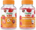 Lifeable Probiotic 2 Billion CFU Kids + Vitamin D Kids, Gummies Bundle - Great Tasting, Vitamin Supplement, Gluten Free, GMO Free, Chewable Gummy