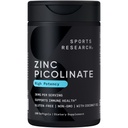 Sports Research High Potency Zink Picolinate 30mg med Organic Coconut Oil Budd124; Højt Absorberet Zink supplement til sund immun- og enzymer funktion - Non- GMO testet & gluten- fri (180 flydende bløddele)