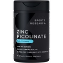 Sports Research High Potency Zink Picolinate 30mg med Organic Coconut Oil Budd124; Højt Absorberet Zink supplement til sund immun- og enzymfunktion - Non- GMO testet & gluten- fri (90 flydende bløddele)